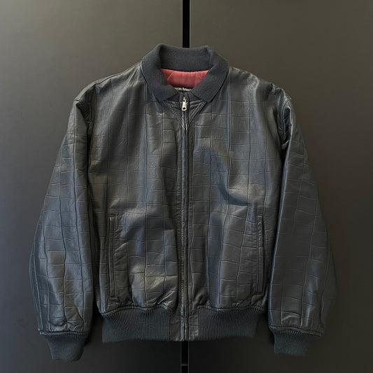 1990s giorgio armani kint docking leather jacket 48