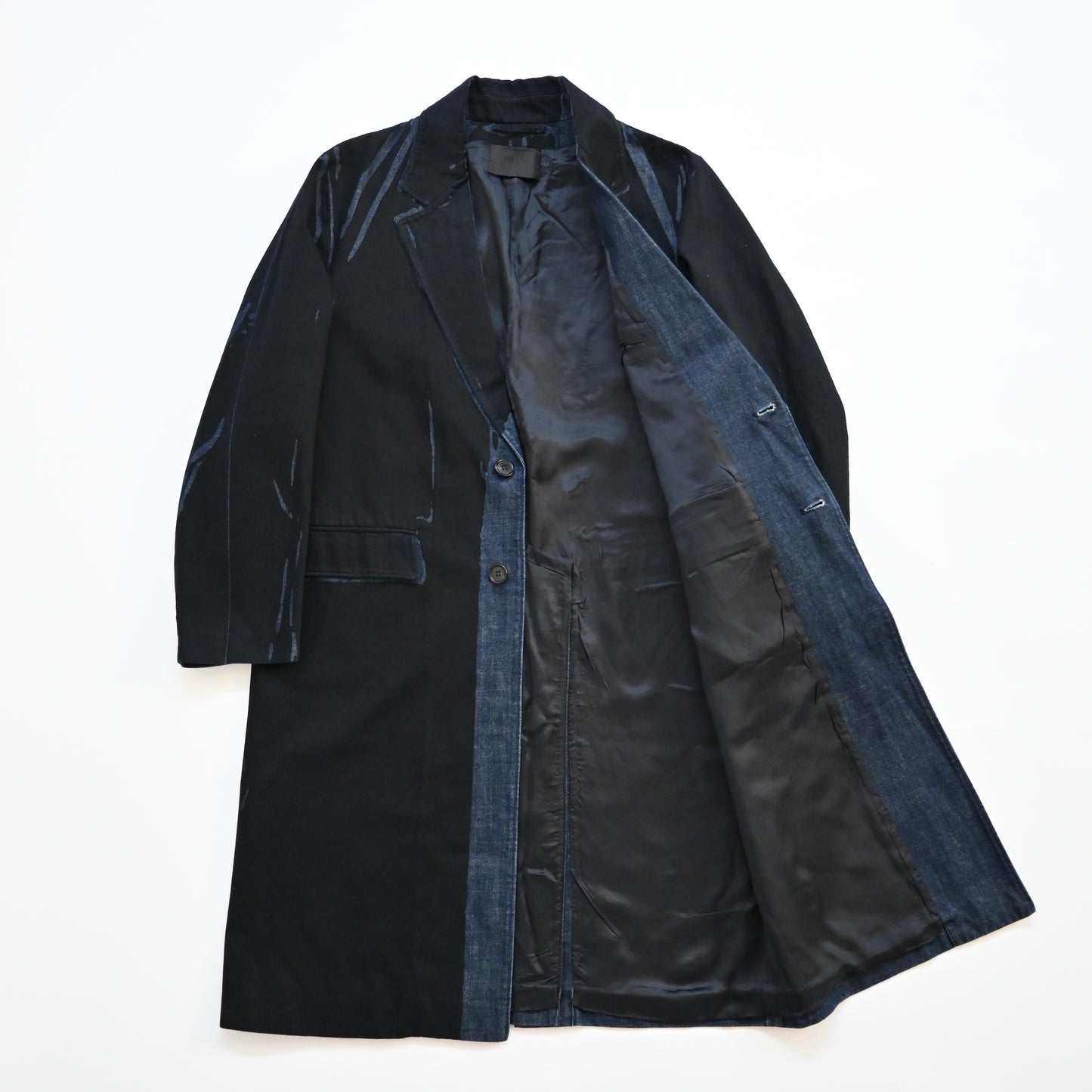2018aw prada paint denim chester coat 48