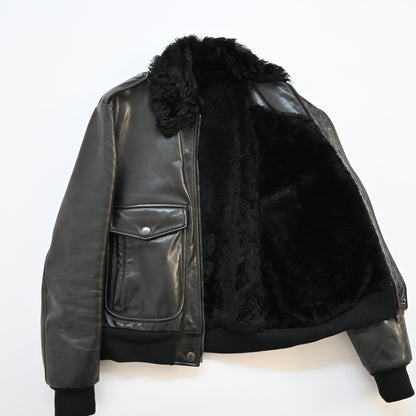 2000s gucci fur docking cow leather jacket 46 by Tom ford