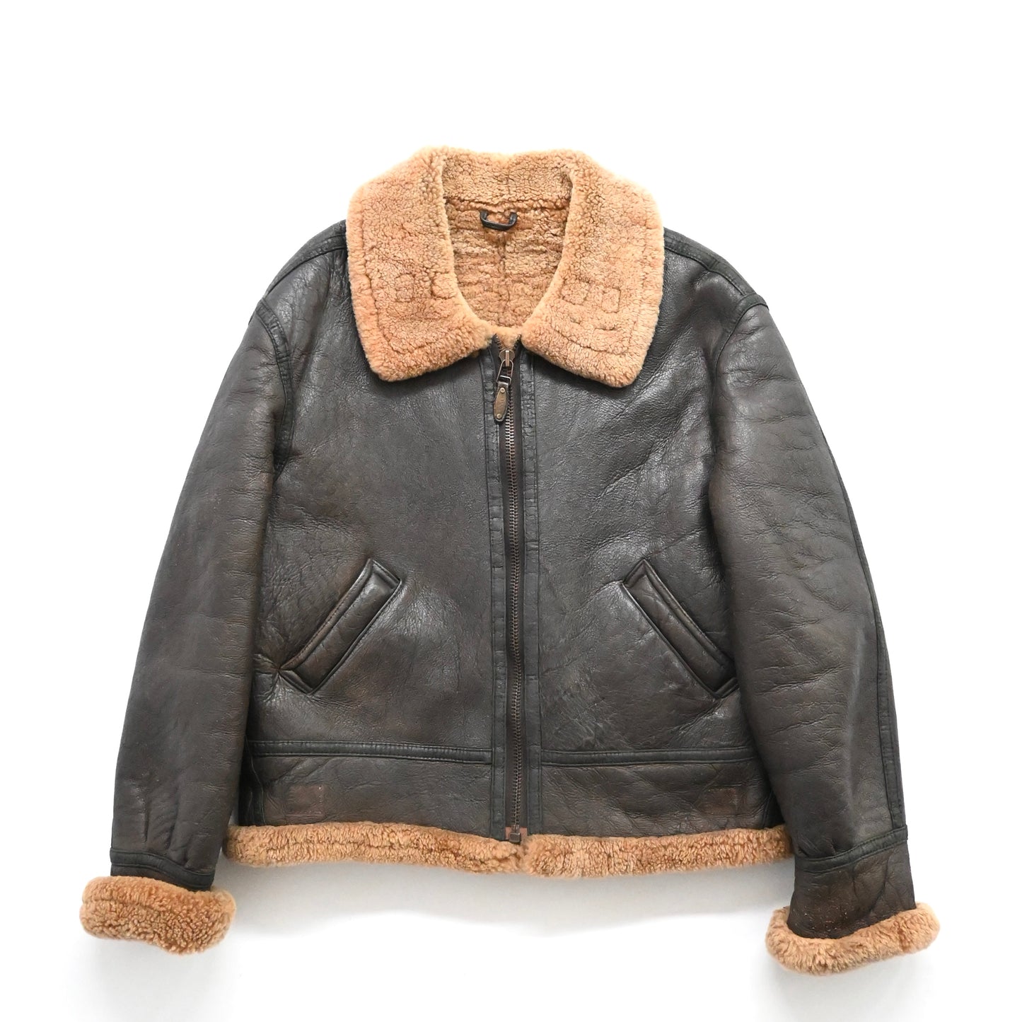 1990s stussy leather mouton jacket XXL