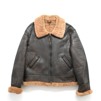 1990s stussy leather mouton jacket XXL