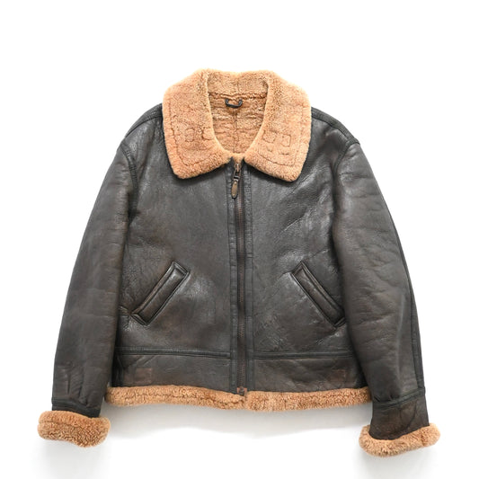 1990s stussy leather mouton jacket XXL