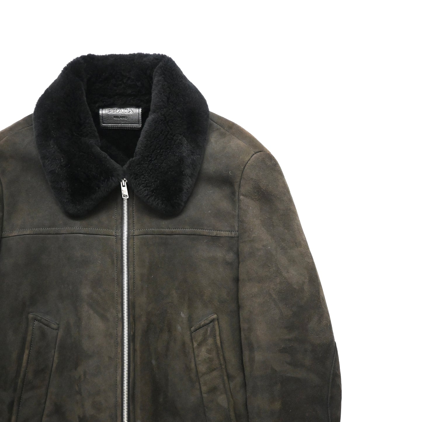 2019aw prada fur docking leather mouton jacket 46