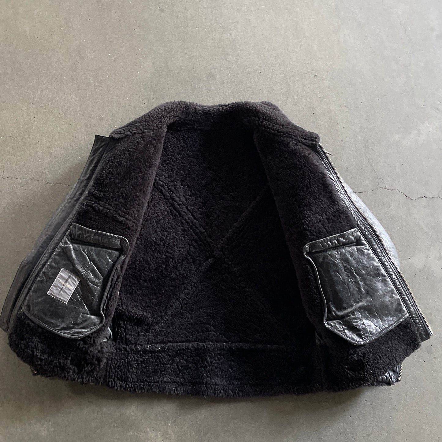 1980s issey miyake leather mouton jacket M
