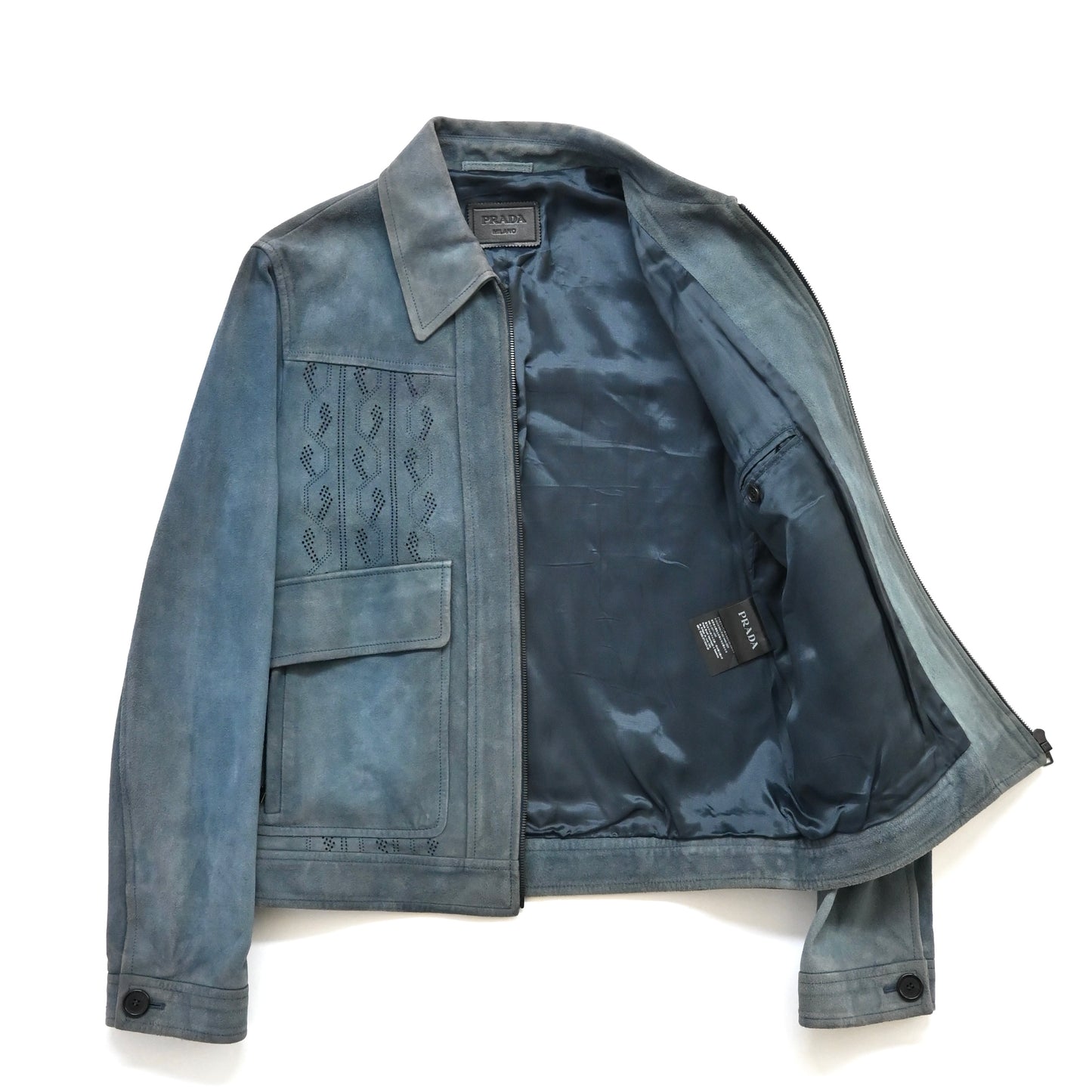 2017aw prada perforated geometric pattern suede jacket 50