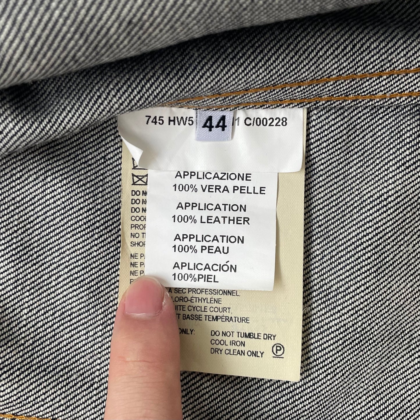 2003ss helmut lang leather sleeve denim jacket 44