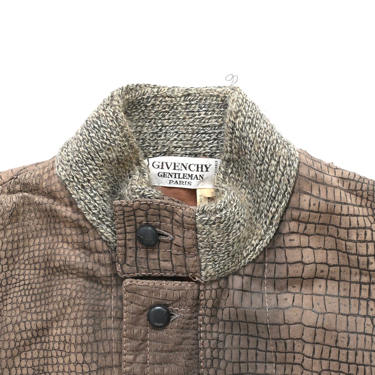 1980s givenchy leather docking wool jacket M