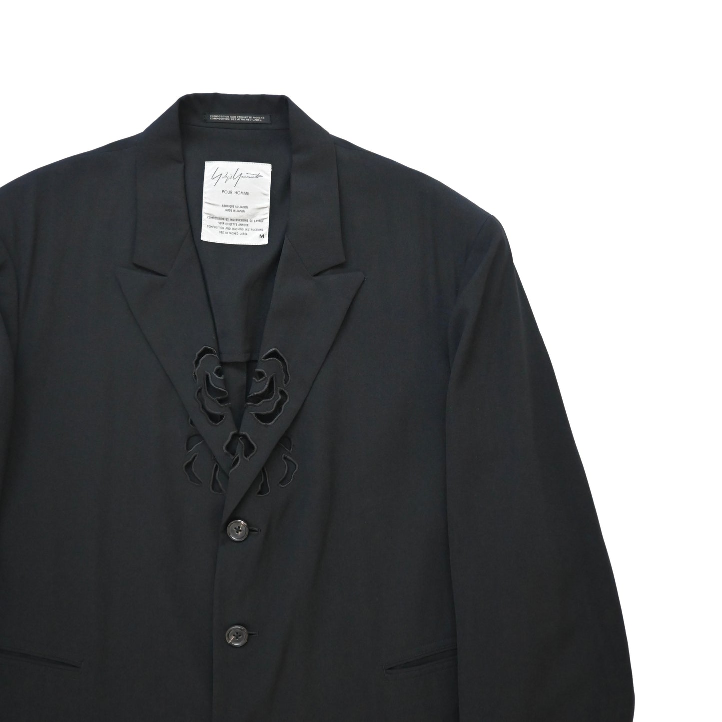 1996ss yohji yamamoto pour homme jacket M wool flower cutout coding set up M