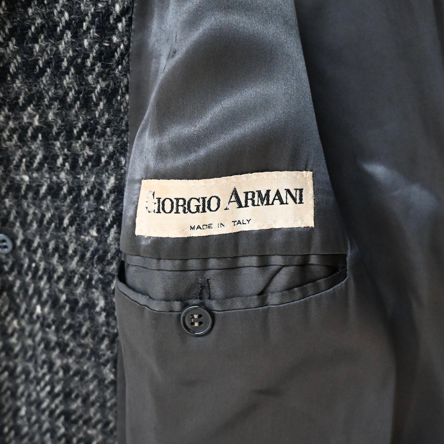 1989aw giorgio armani tweed wool long coat 48