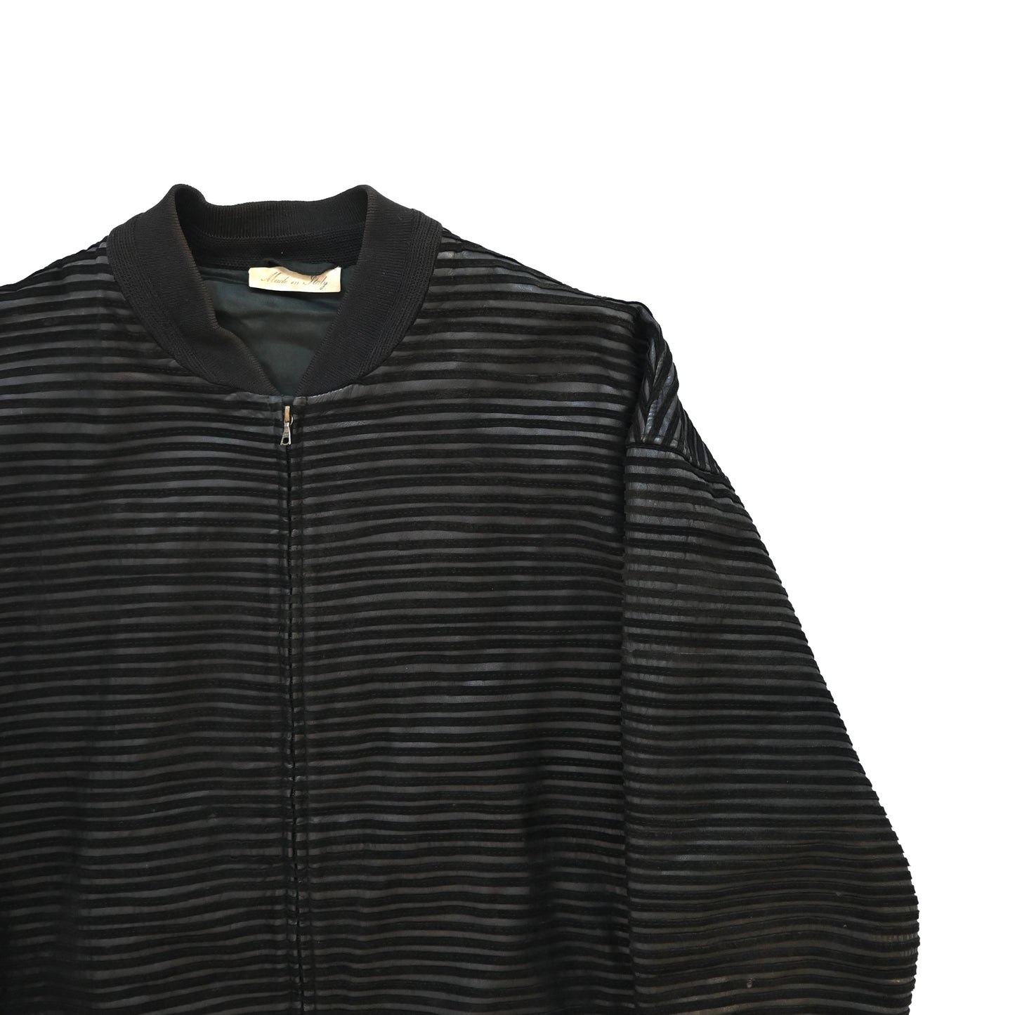 1990s gianfranco ferre stripe piping leather bomber jacket 50