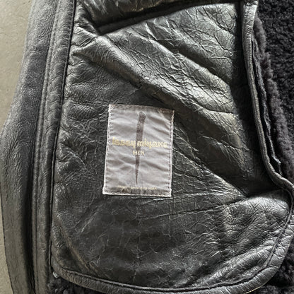 1980s issey miyake leather mouton jacket M