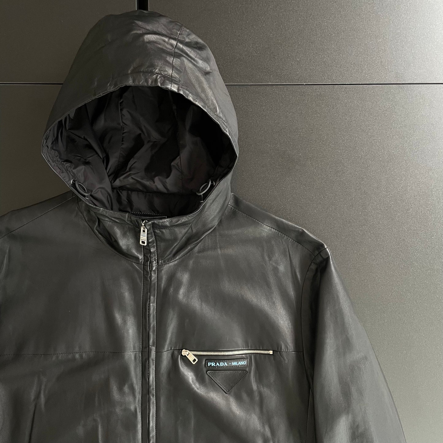 2018aw prada lamb leather hoodie 48