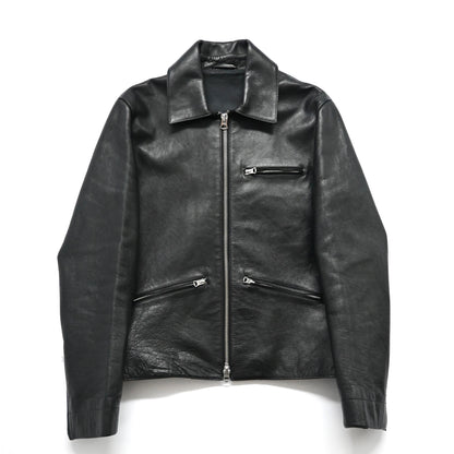 2016ss acne studios calfskin black leather jacket 48