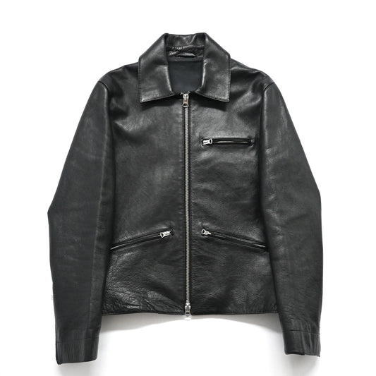 2016ss acne studios calfskin black leather jacket 48