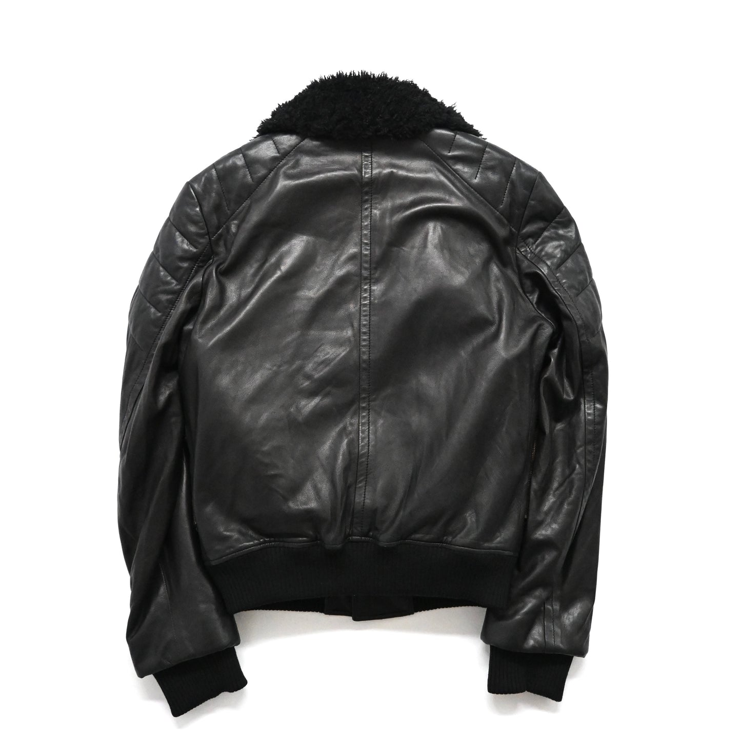 2002aw Yves saint laurent rive gauch boa docking leather jacket 48 by Tom ford