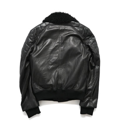 2002aw Yves saint laurent rive gauch boa docking leather jacket 48 by Tom ford