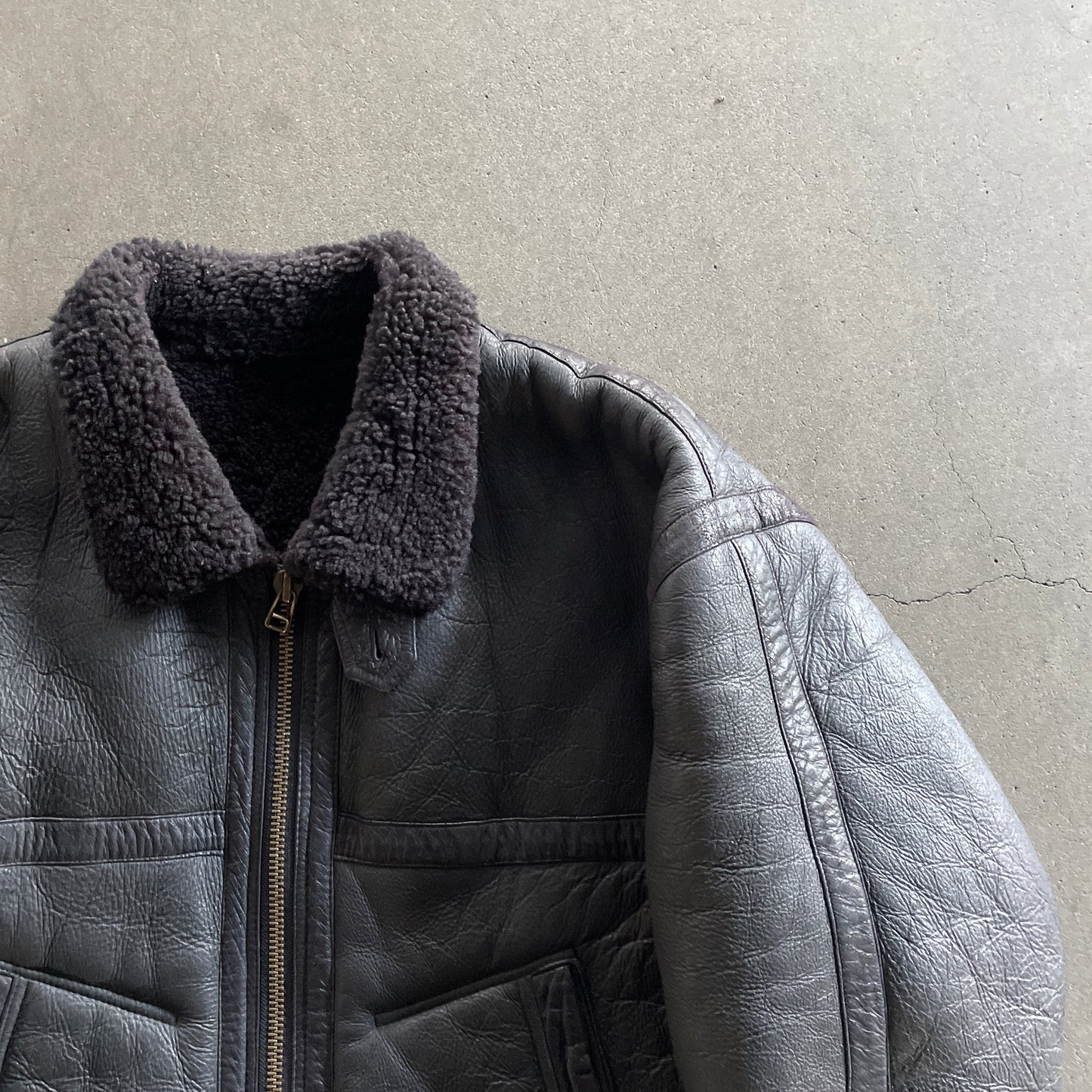 1980s issey miyake leather mouton jacket M
