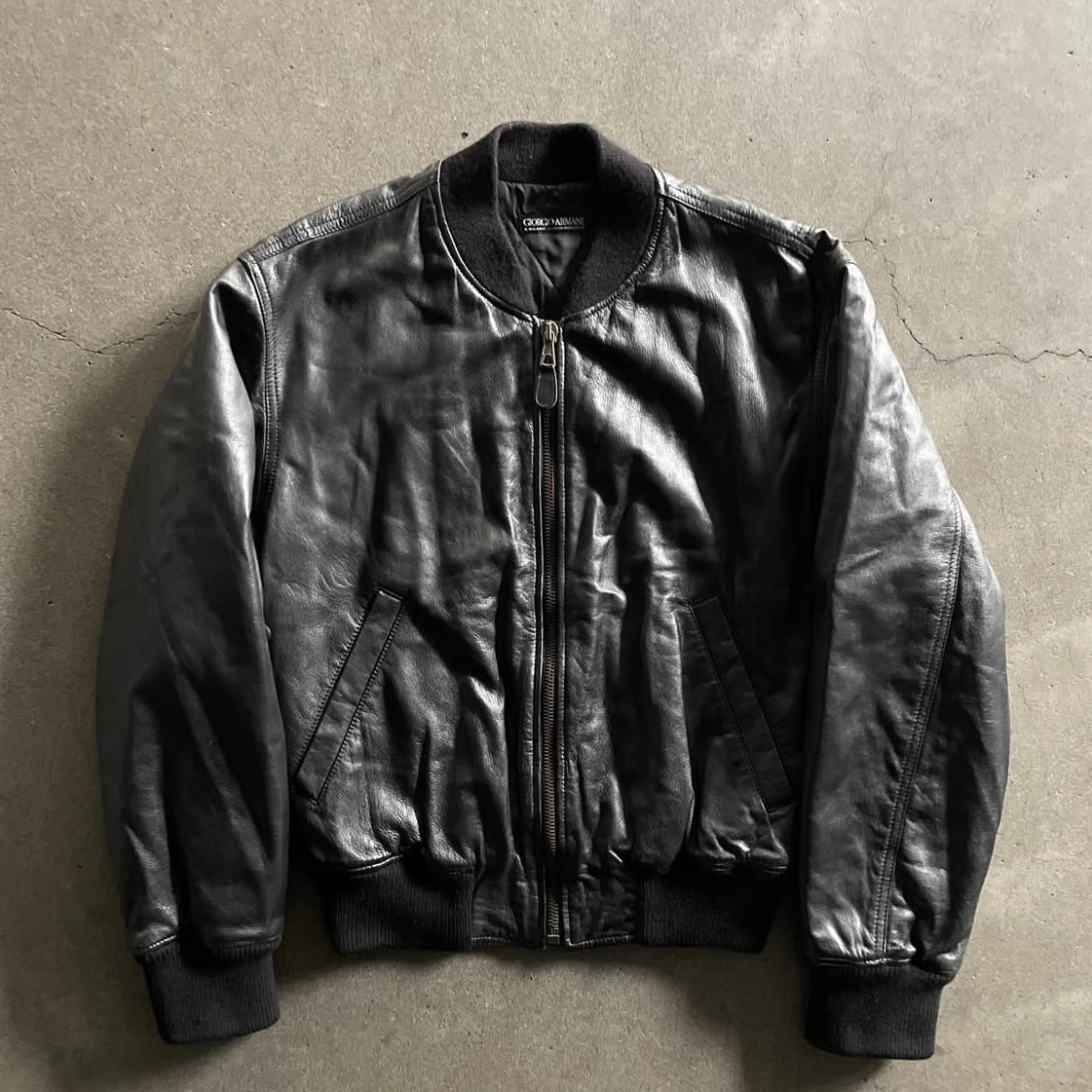 1990s giorgio armani leather ma-1 jacket 50