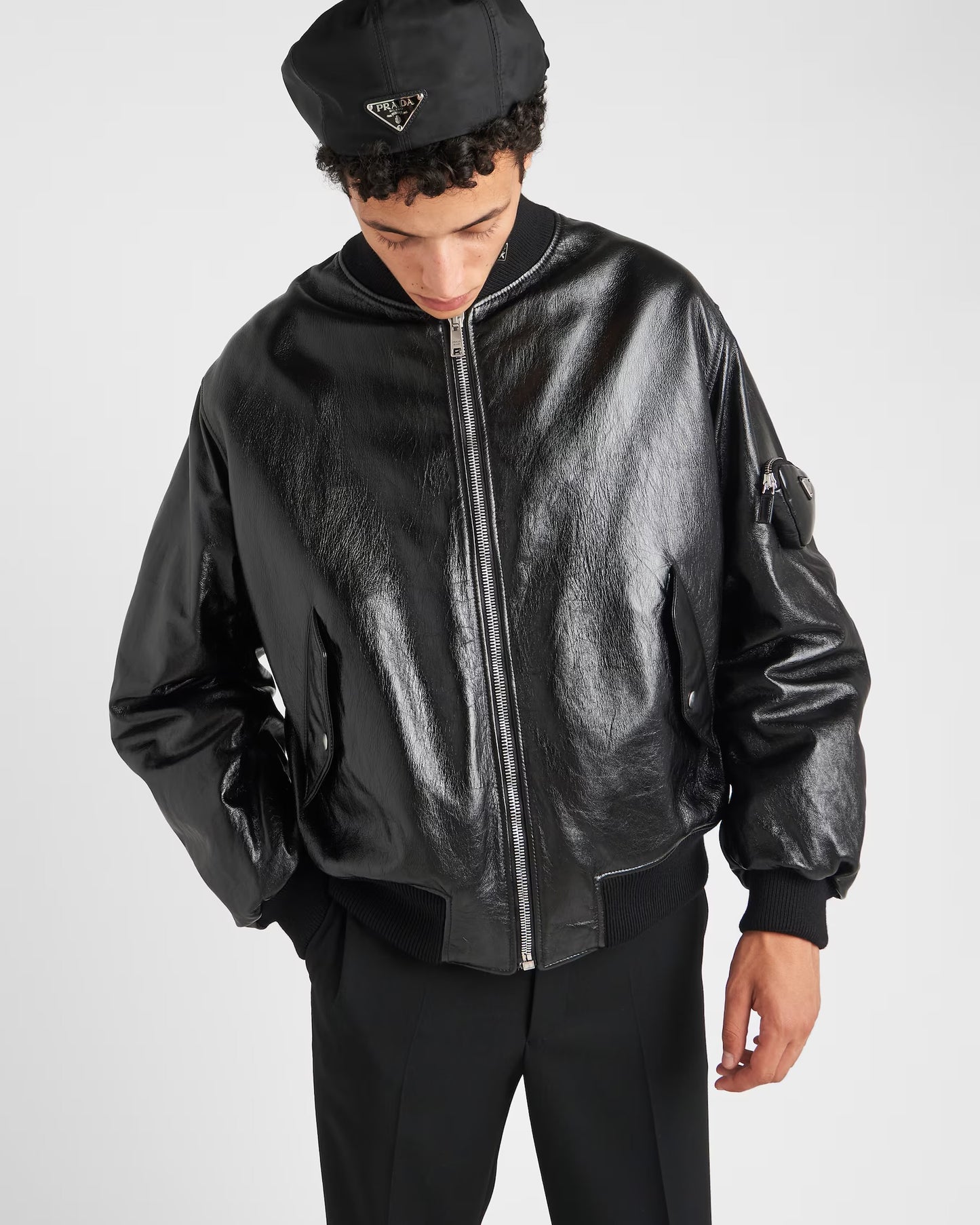 2021aw prada nappa leather bomber jacket 50 by raf simons