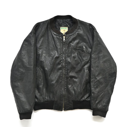 1990s Italy teardrop zip leather ma-1 jacket L