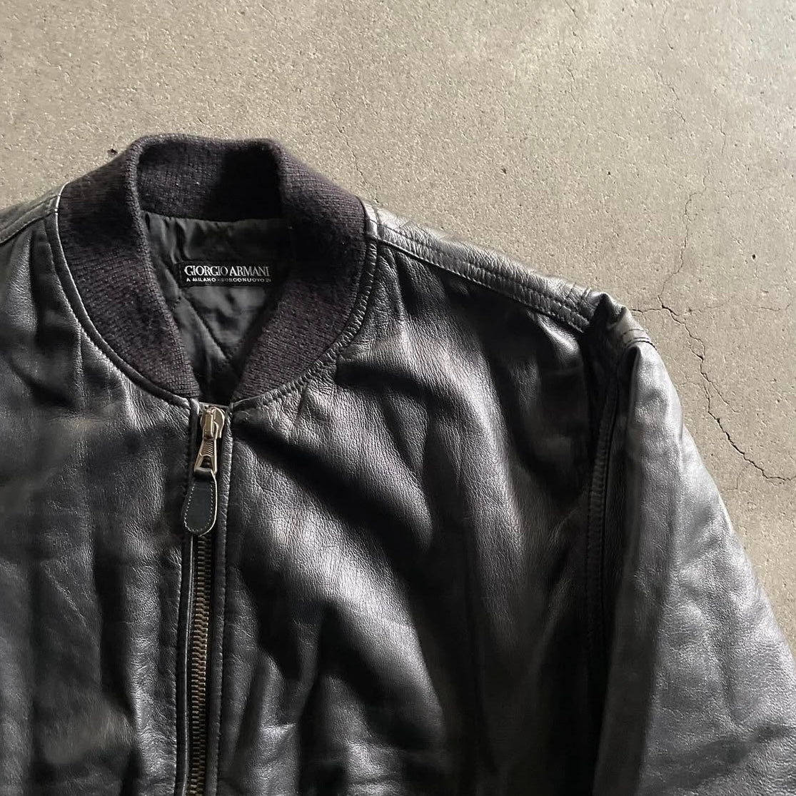 1990s giorgio armani leather ma-1 jacket 50