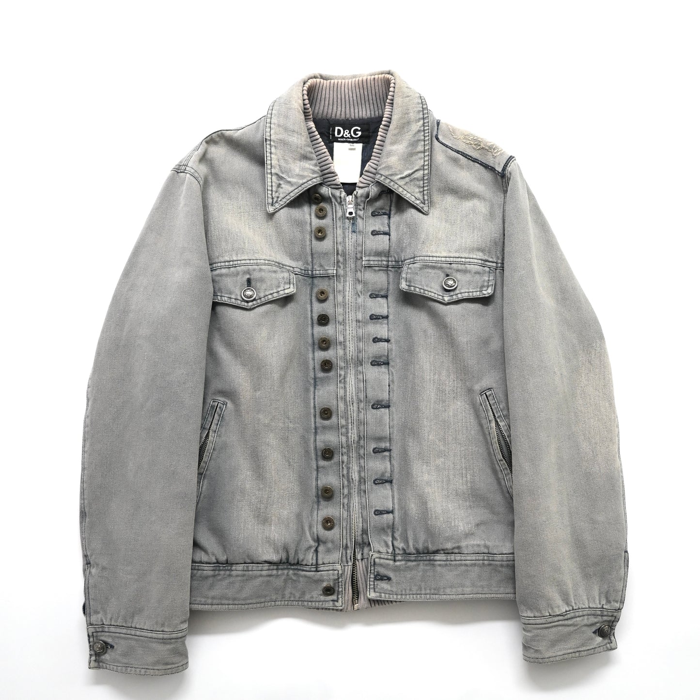 2000s dolce&gabbana denim layered jacket 50