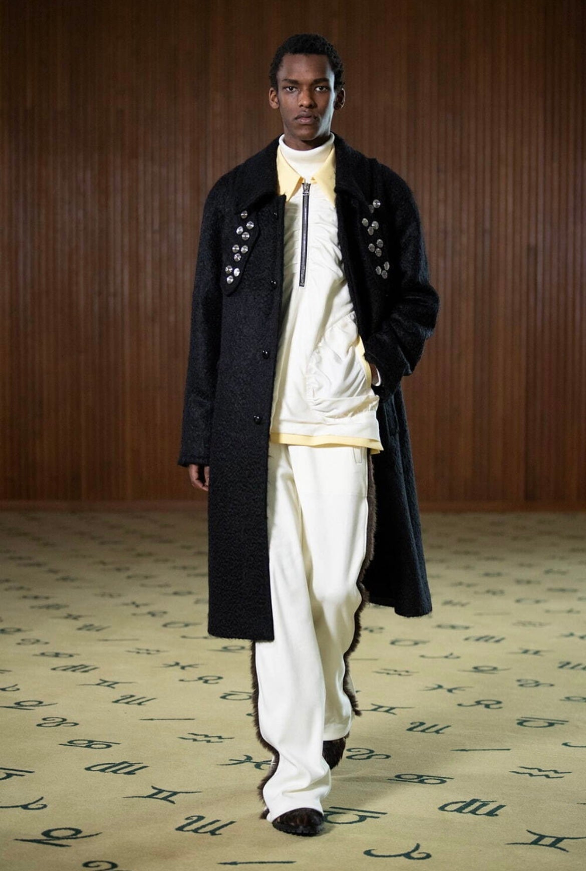 2022aw namacheko bayder embellished wool coat M