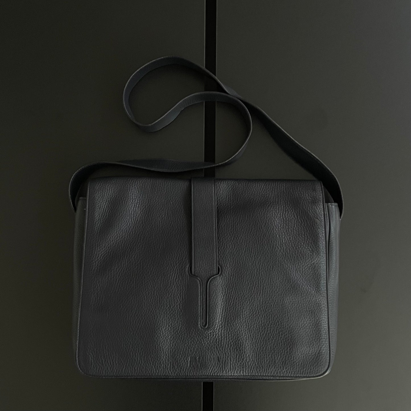 2000s jil sander leather messenger shoulder bag