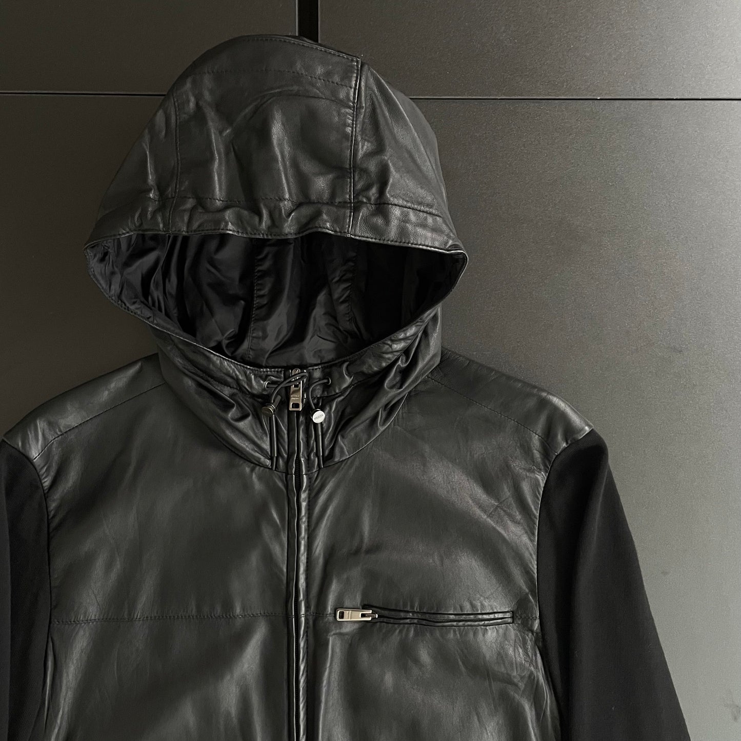 2017aw prada leather docking kint hoodie 52