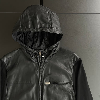 2017aw prada leather docking kint hoodie 52