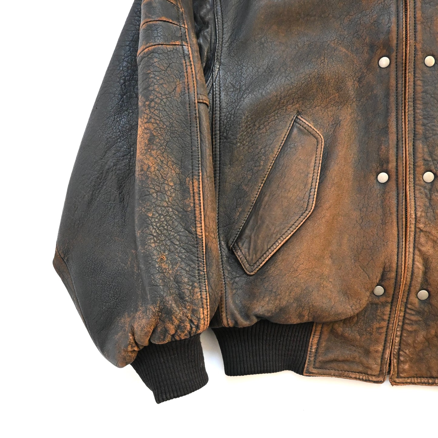 1980s boneville crushed lamb leather bomber jacket 48