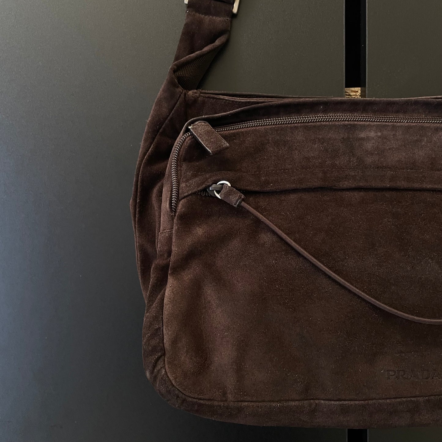 1999aw prada suedeshoulder bag