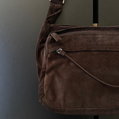 1999aw prada suedeshoulder bag