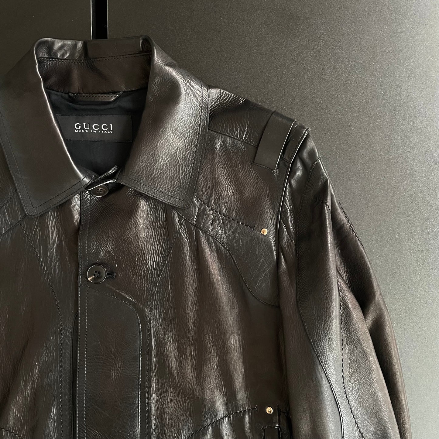 2004ss gucci patchwork leather jacket 48 by Tom ford