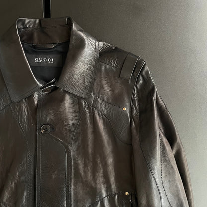 2004ss gucci patchwork leather jacket 48 by Tom ford