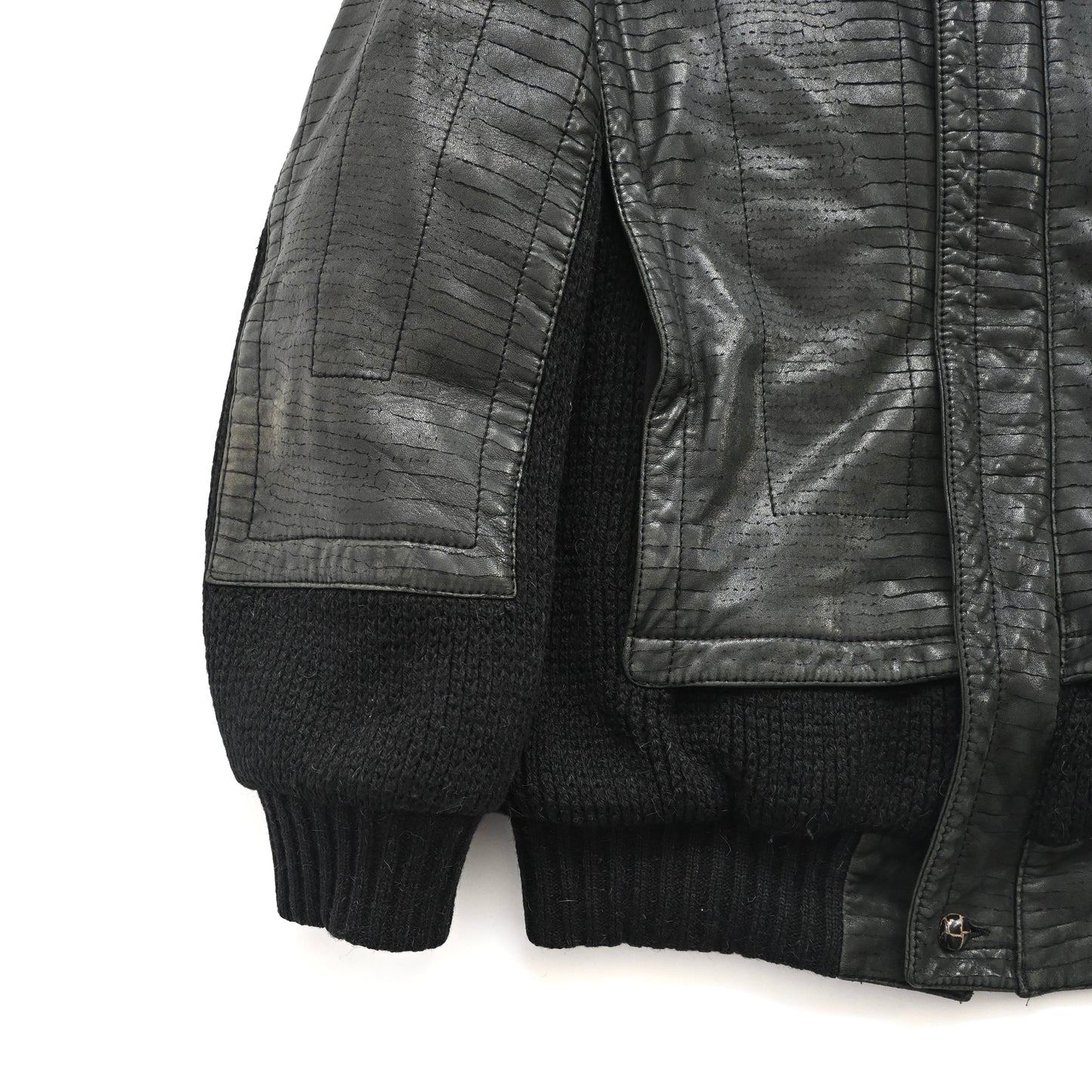1980s givenchy leather docking wool jacket M