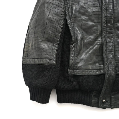 1980s givenchy leather docking wool jacket M