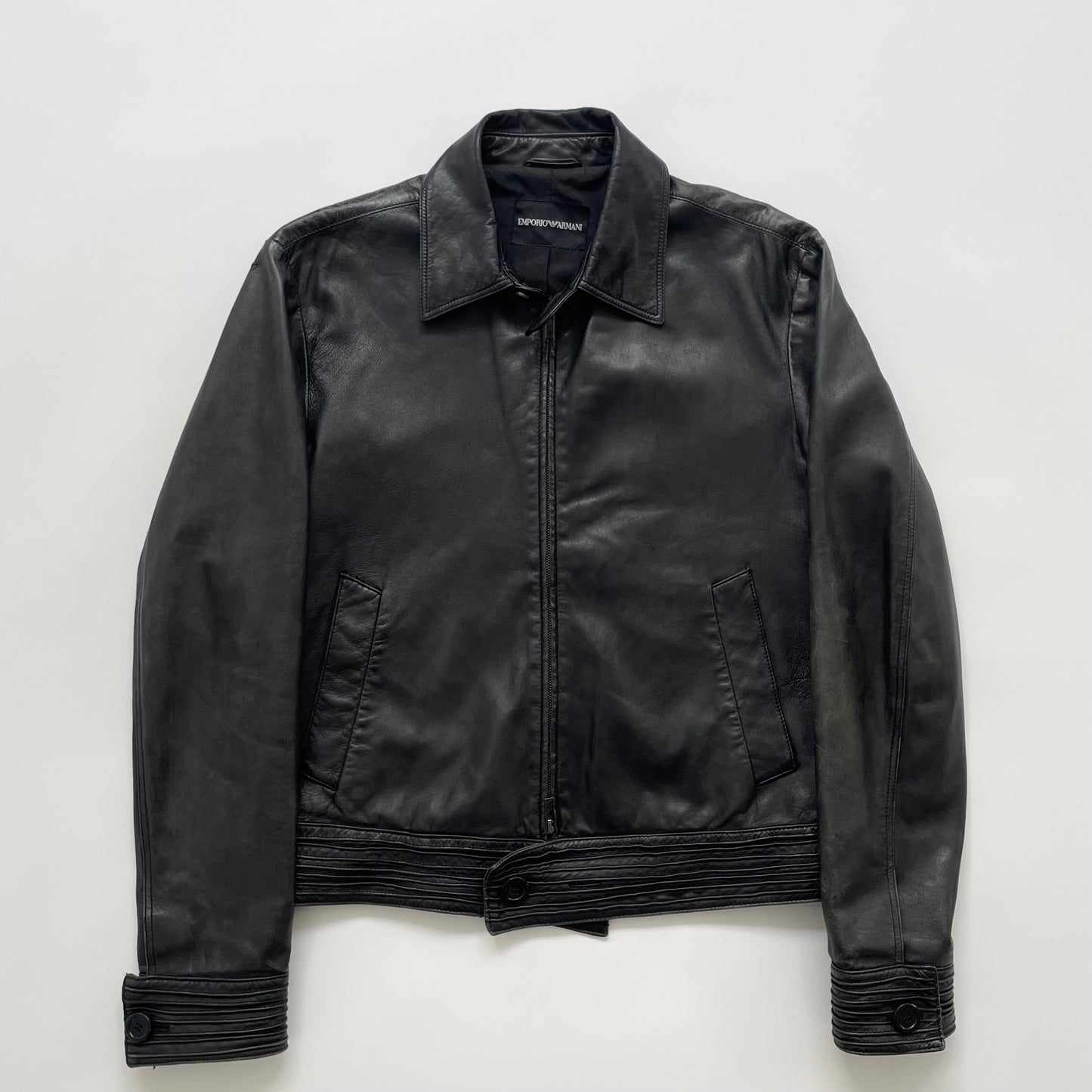 2007aw emporio armani piping leather jacket 52