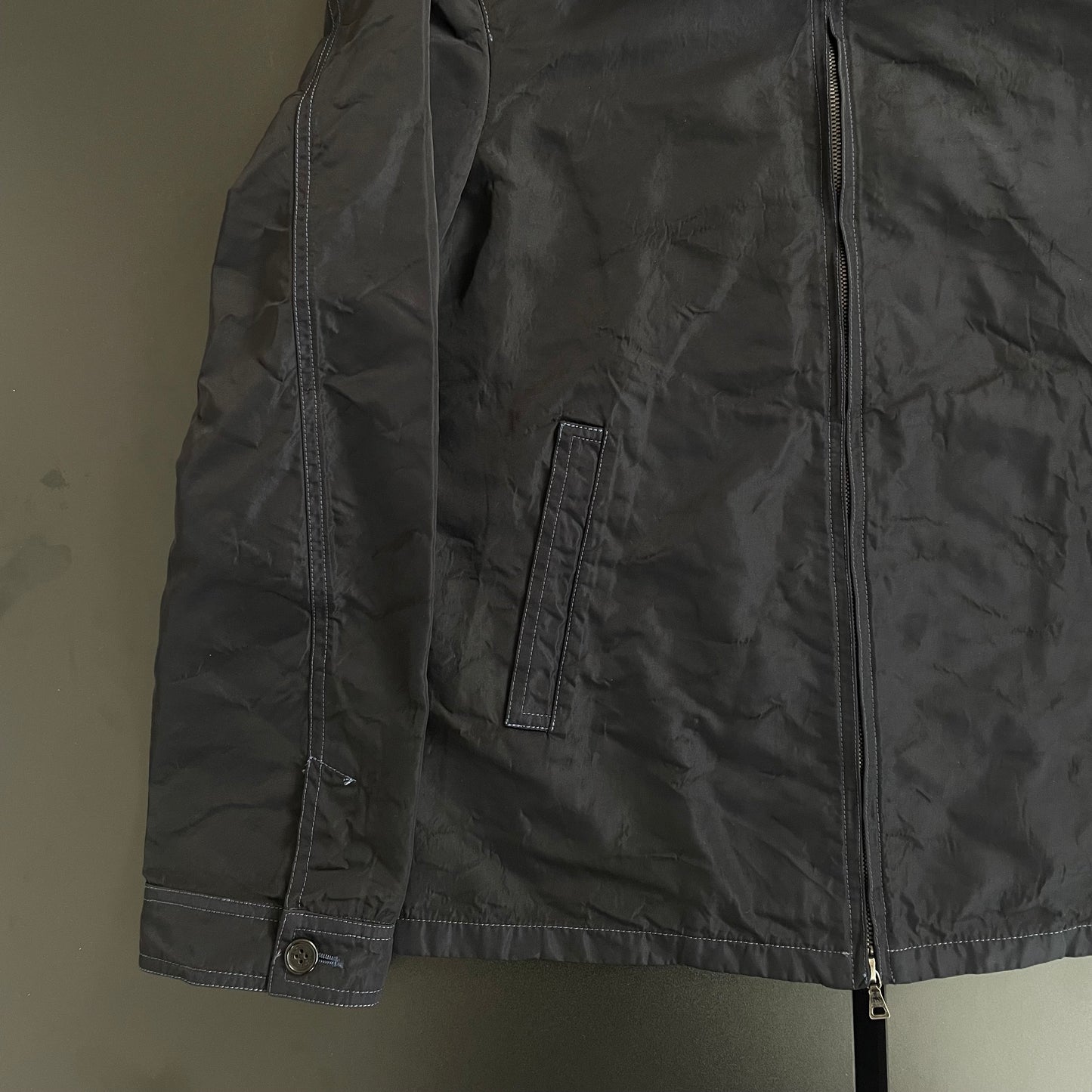 2000s prada blue stitch nylon blouson 48