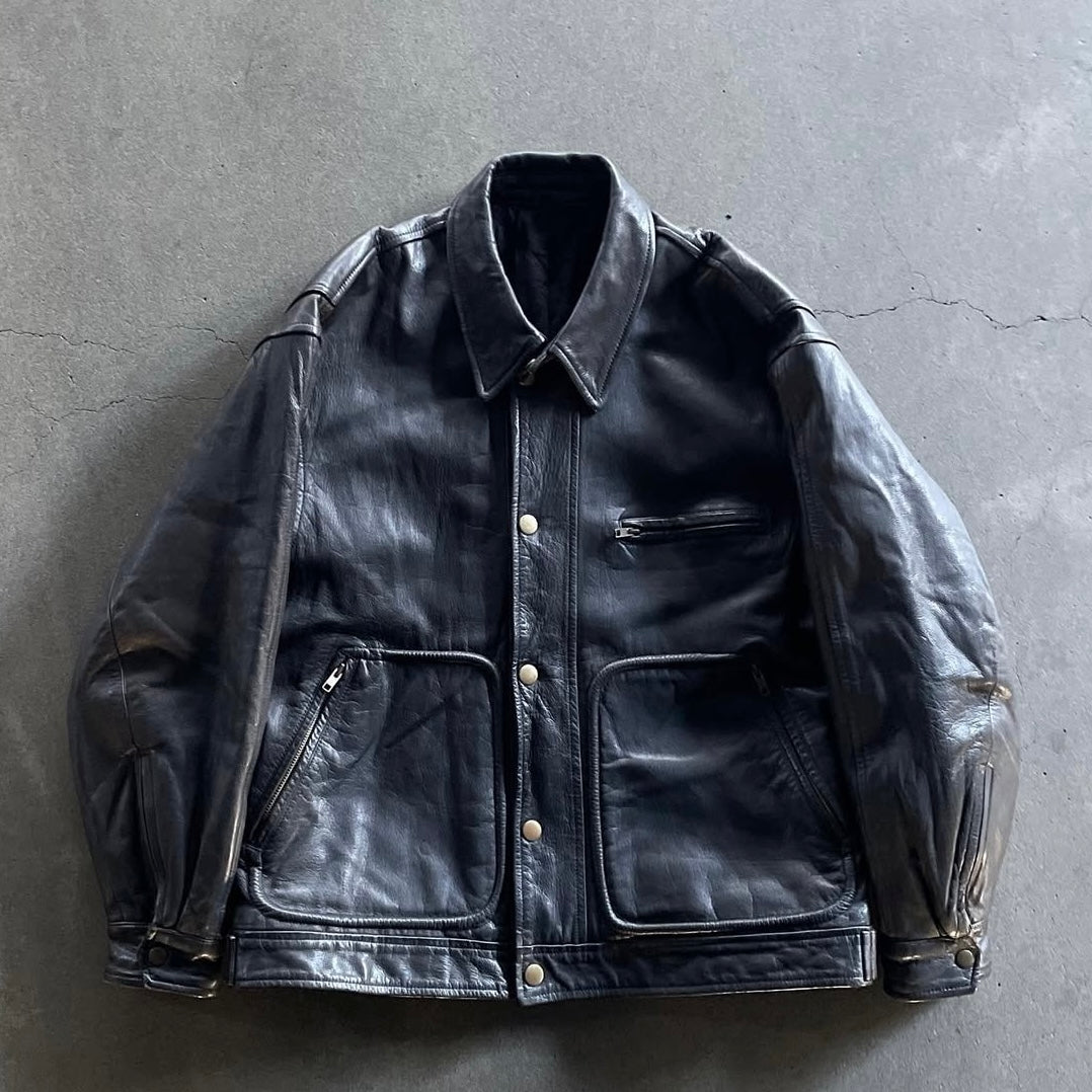 1980s comme des garcons homme leather bomber jacket M