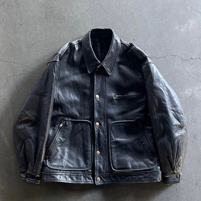 1980s comme des garcons homme leather bomber jacket M