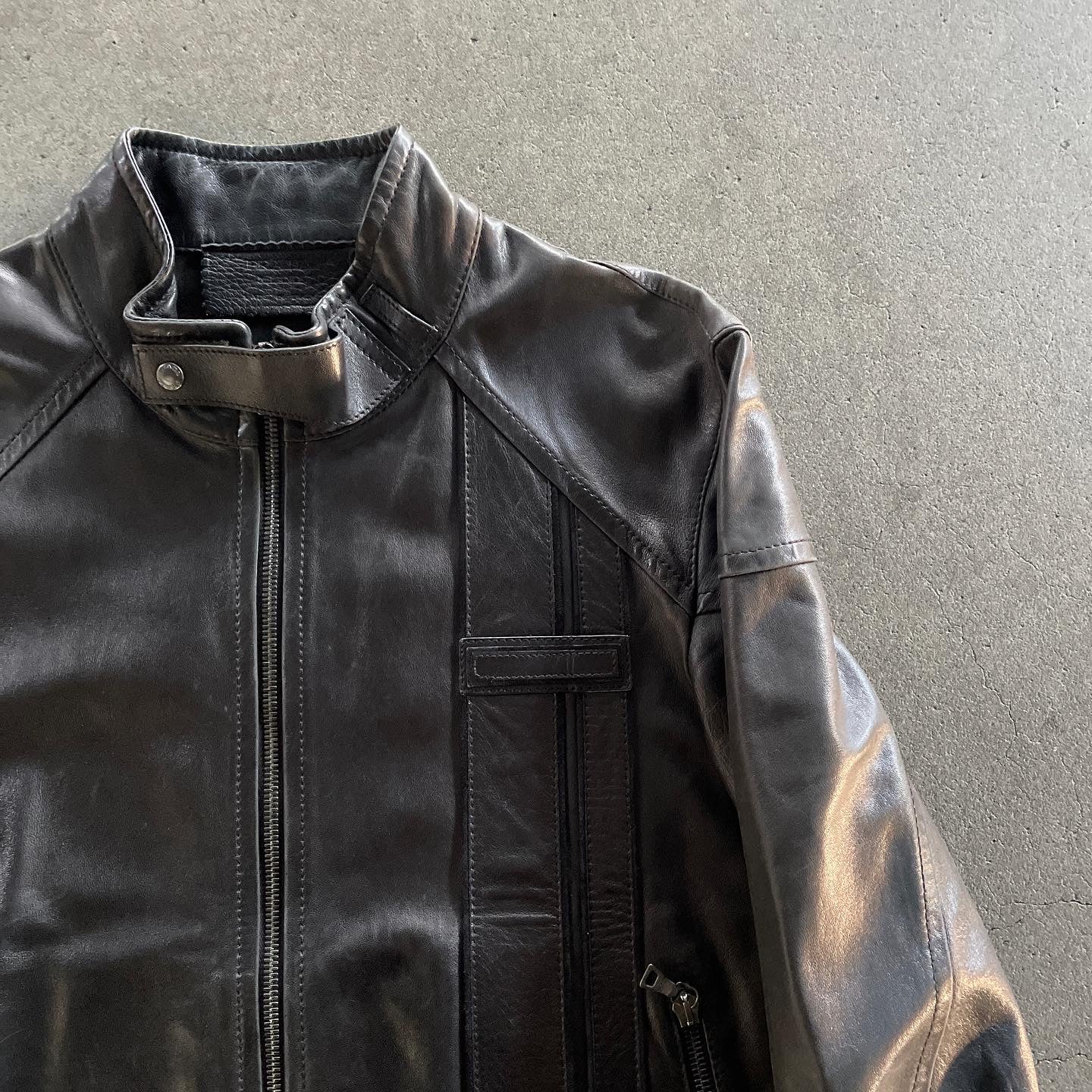 2000ss prada riders leather jacket 46