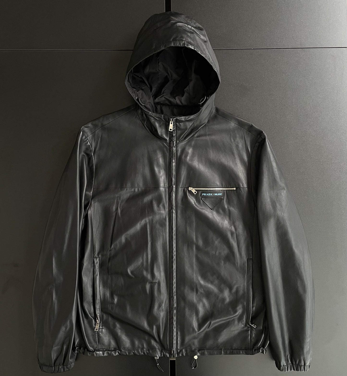 2018aw prada lamb leather hoodie 48