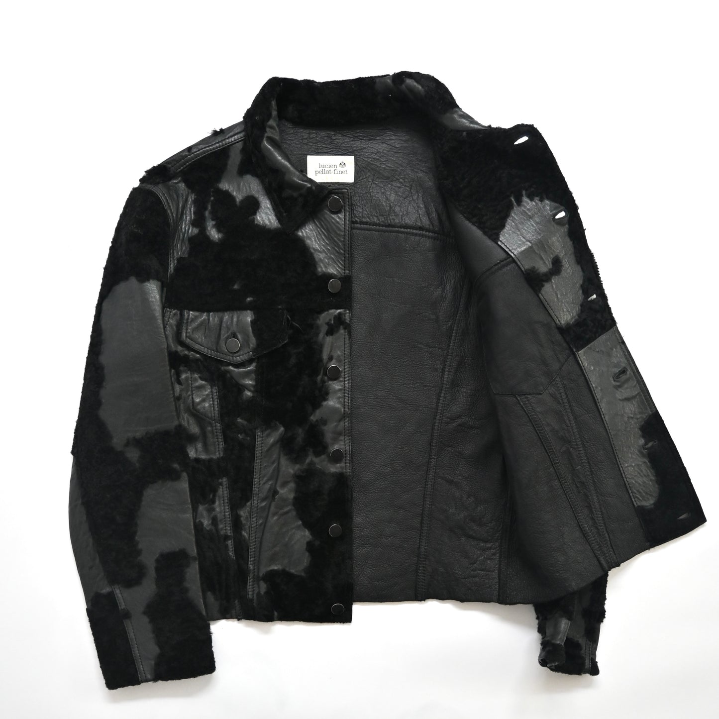 1990s lucien pellat finet fur docking leather jacket L