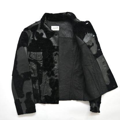 1990s lucien pellat finet fur docking leather jacket L