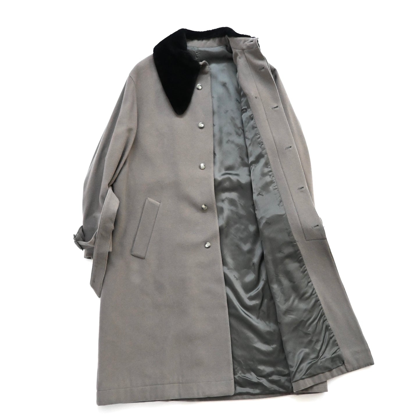 1990s claude montana fur docking wool coat 50