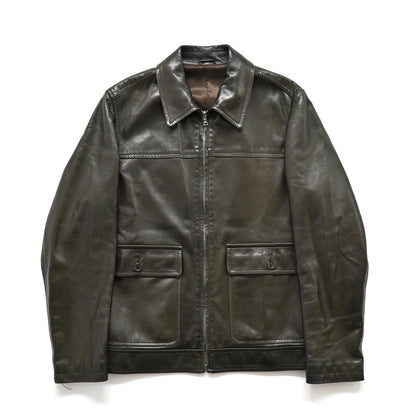 1990s prada lamb brown leather jacket 46