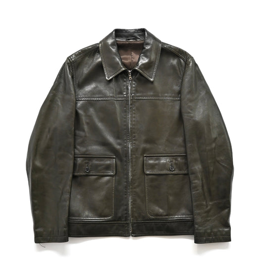 1990s prada lamb brown leather jacket 46