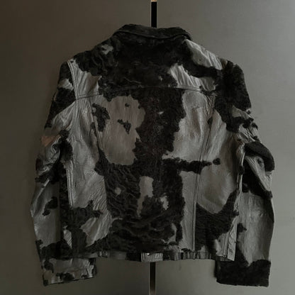 1990s lucien pellat finet fur docking leather jacket L