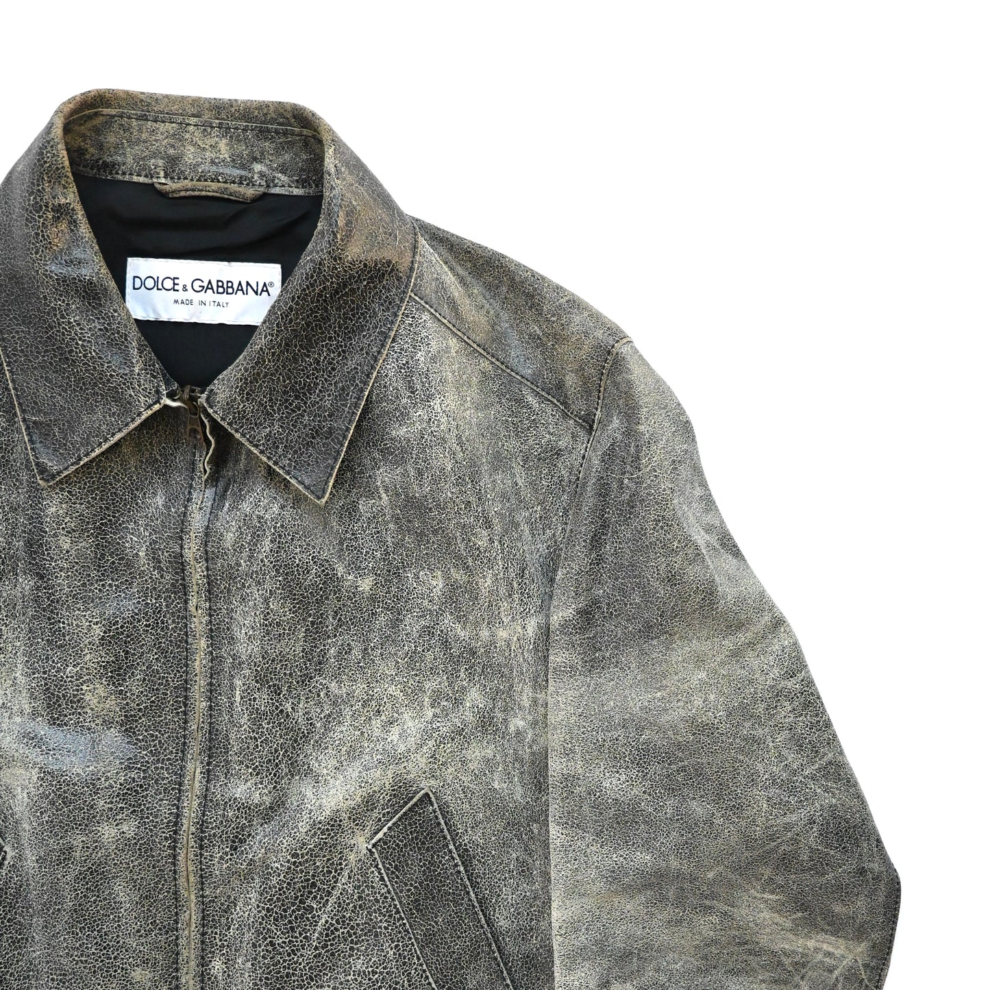 1990s dolce&gabbana vera pelle
real crushed leather jacket 54